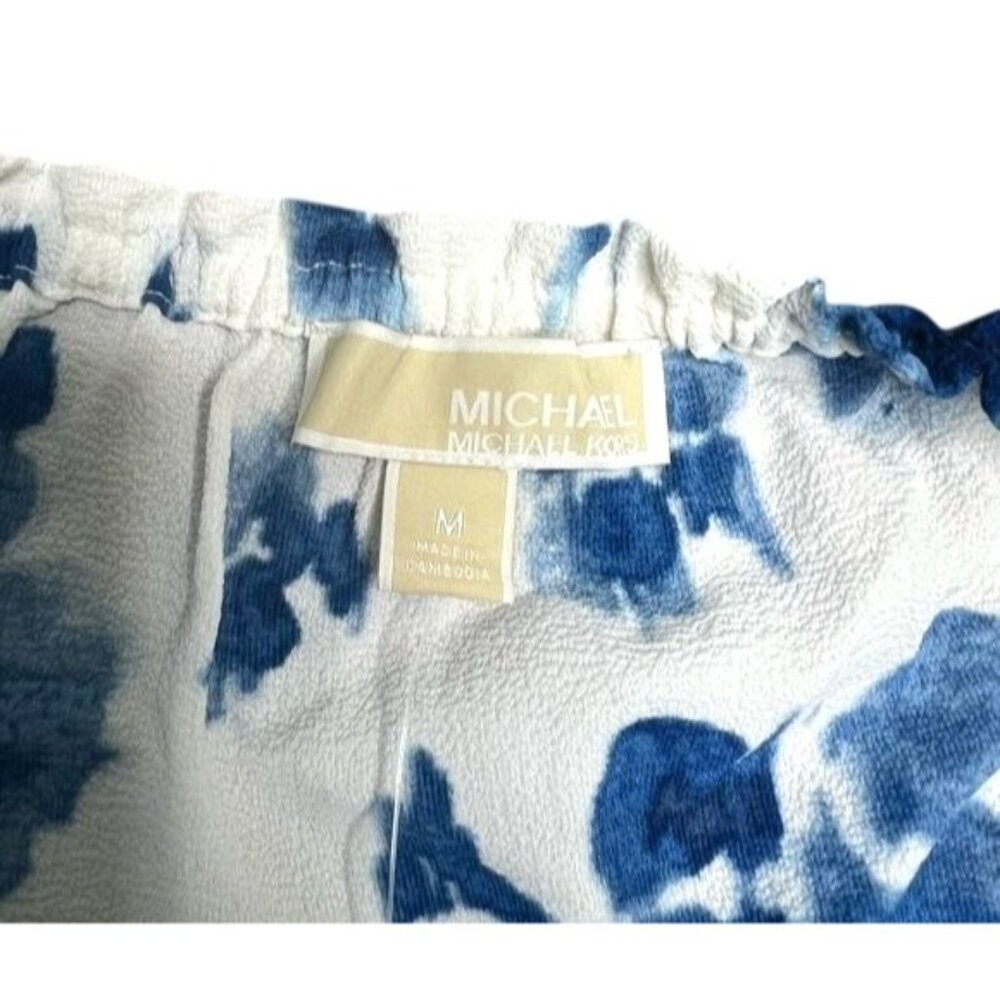 Michael Michael Kors Blue & White Floral Off-Shoulder Blouse Medium - Picture 5 of 12